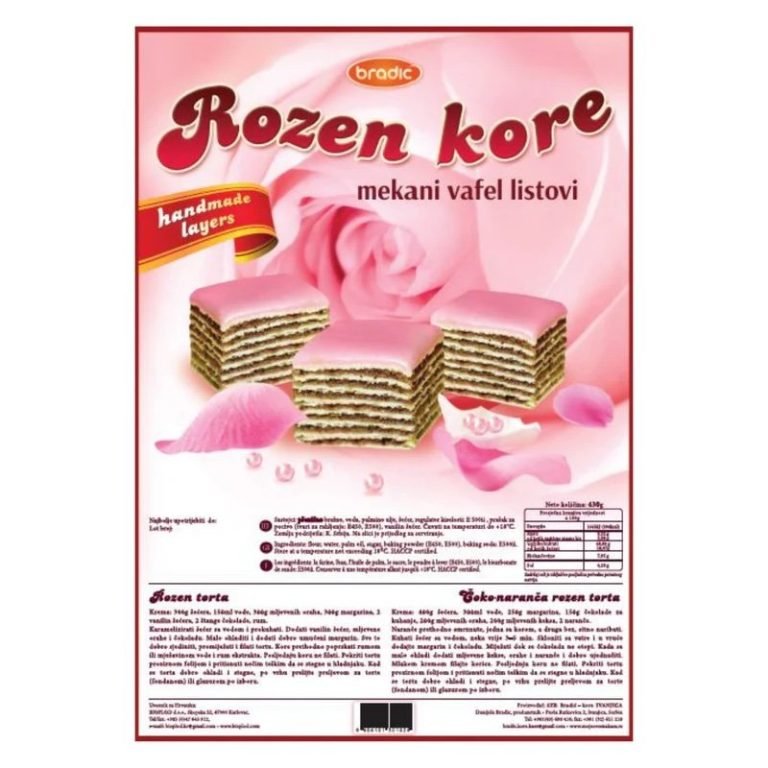 Bradic Rozen Torte Layers | Kore za Rozen Tortu 430g